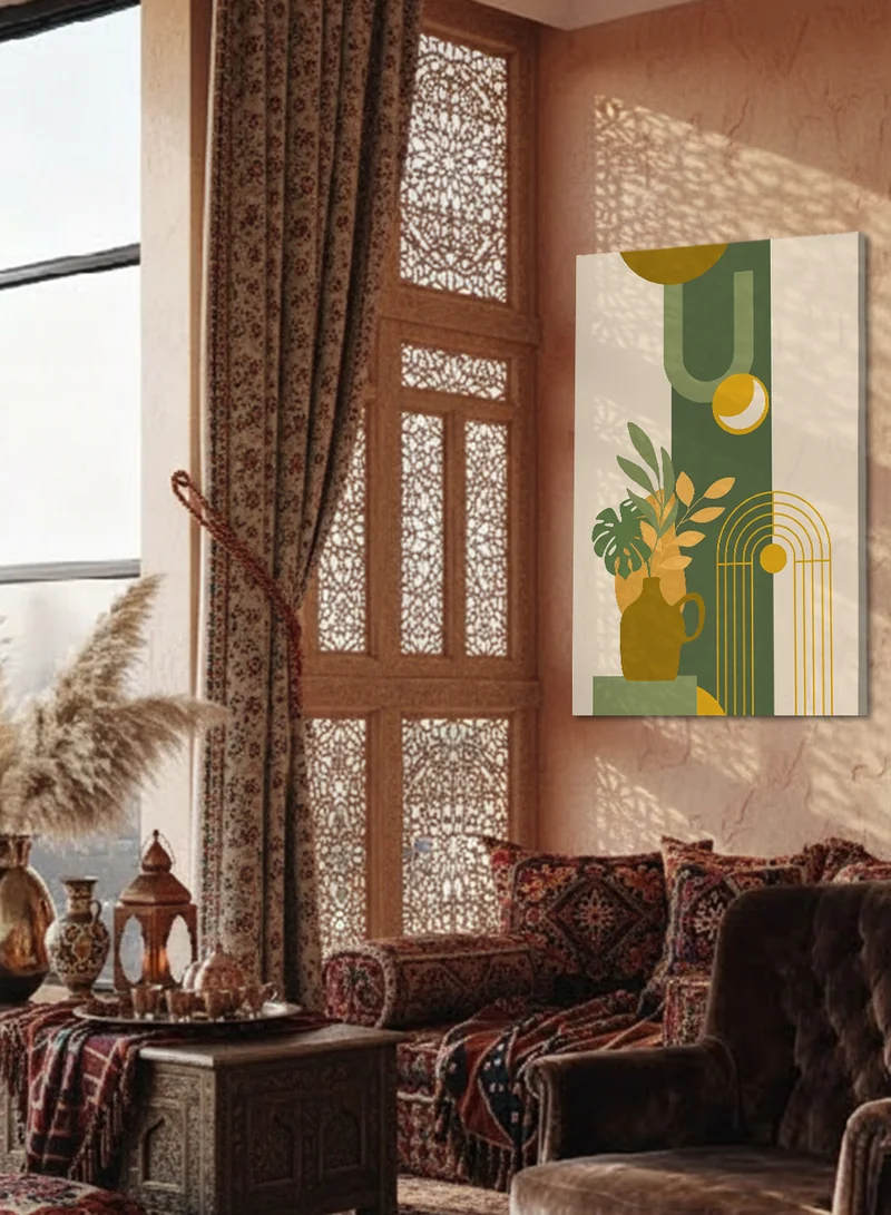 LOWHA Canvas Wall Art Stretched Over Wooden Frame with Abstract Design